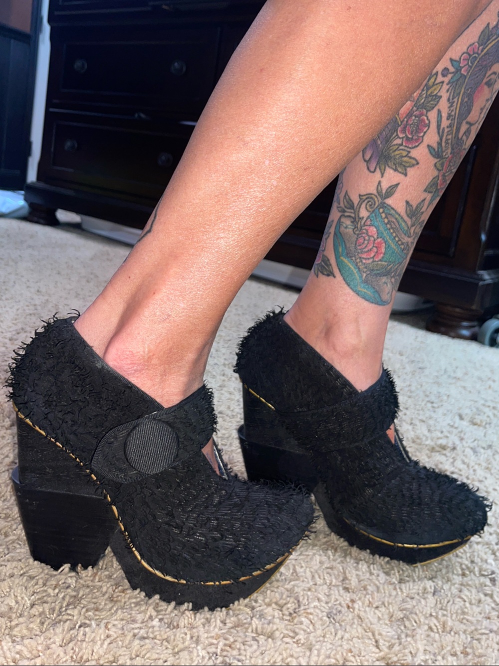 Irregular Choice Black Fringed Platform Mary Jane Heels - Picture 8 of 11